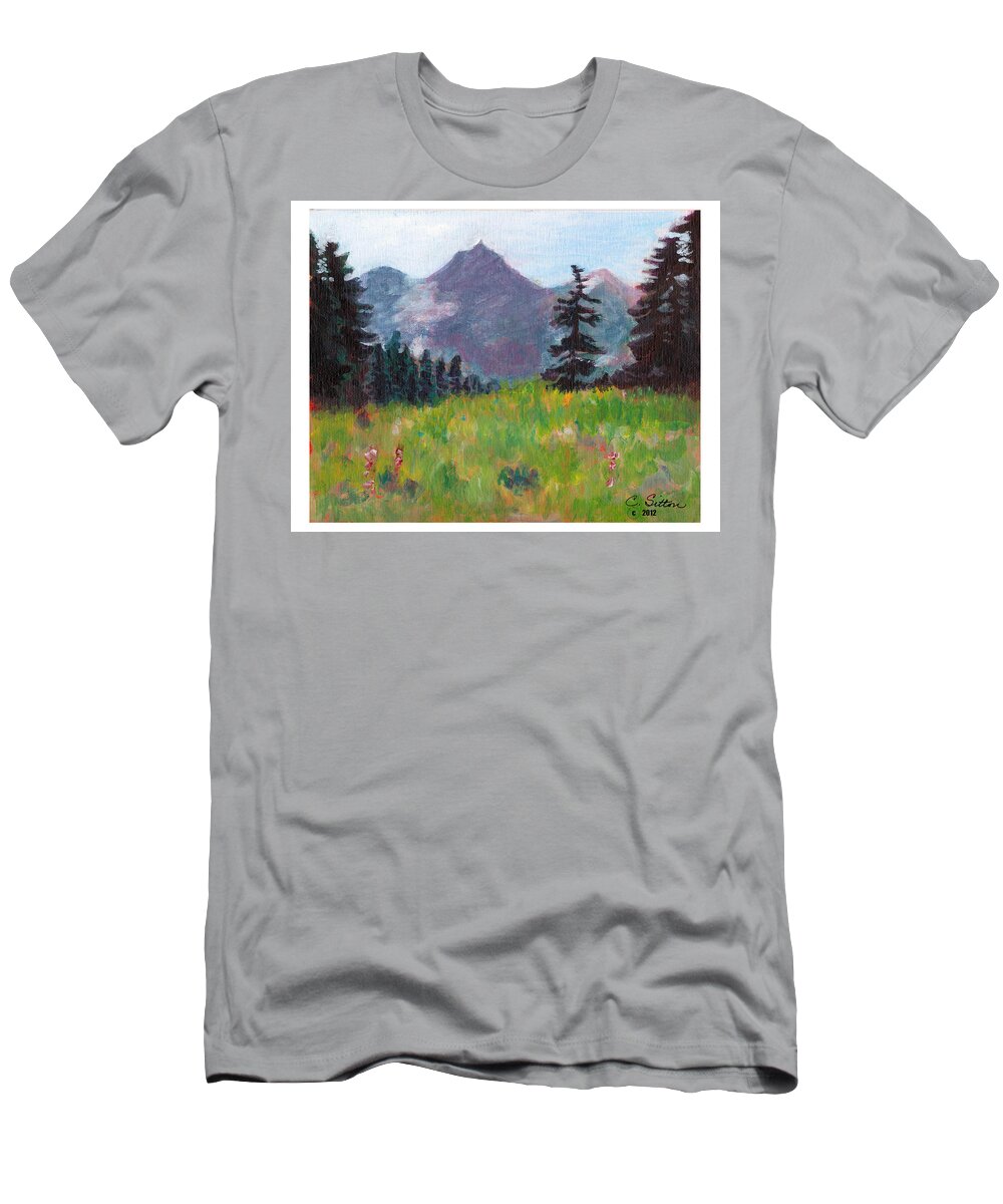 C Sitton Painting Paintings T-Shirt featuring the painting Off the Trail 2 by C Sitton