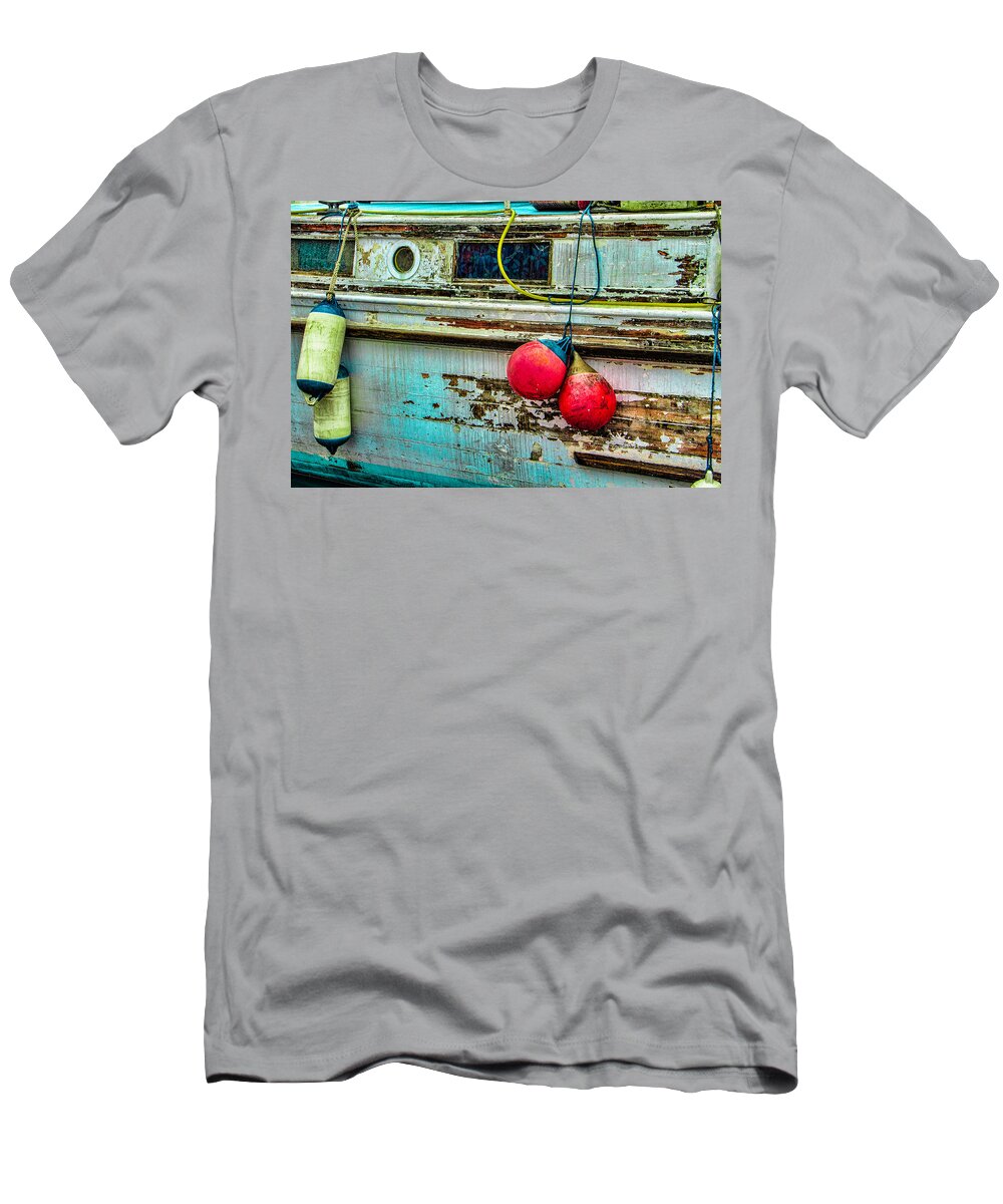 Steven Bateson T-Shirt featuring the photograph Old Blue Wooden Boat by Steven Bateson