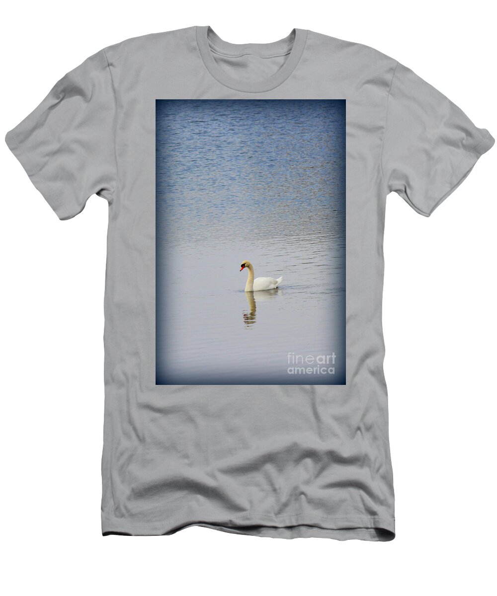 Swans T-Shirt featuring the photograph One Swan A Swimming by Kathy White
