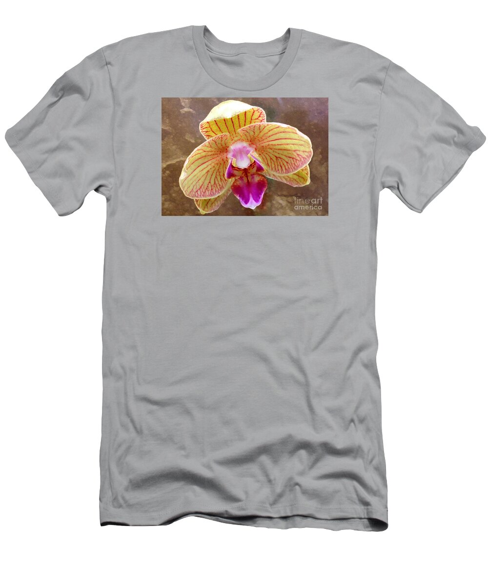 Orchid T-Shirt featuring the photograph Orchid on Marble by Barbie Corbett-Newmin