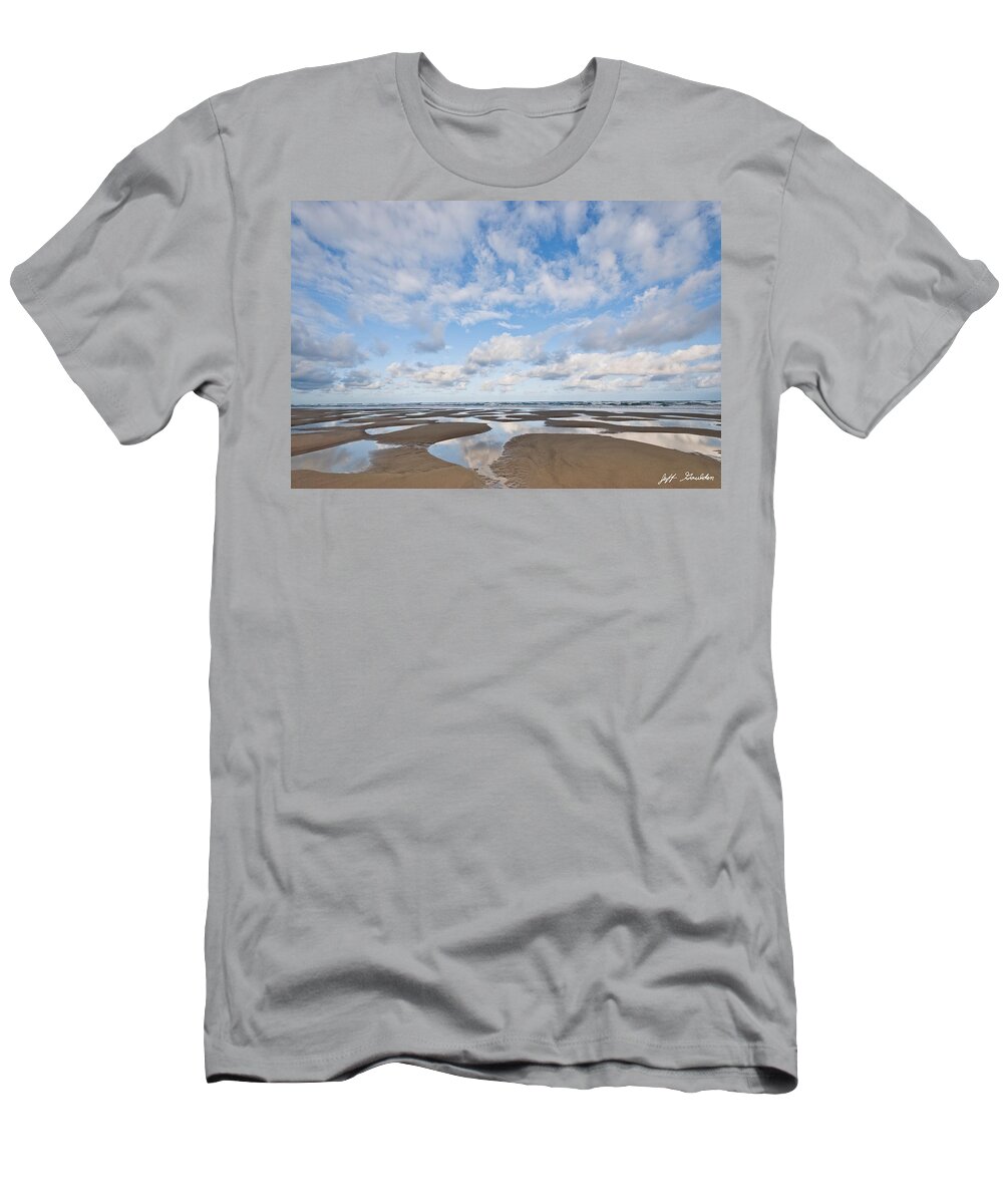 Beach T-Shirt featuring the photograph Pacific Ocean Beach at Low Tide by Jeff Goulden
