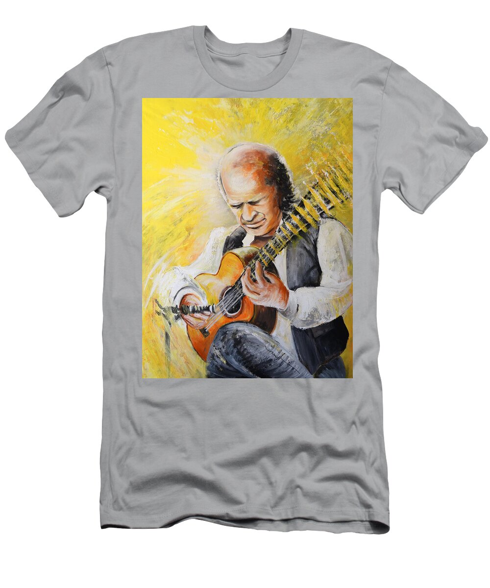 Music T-Shirt featuring the painting Paco de Lucia by Miki De Goodaboom