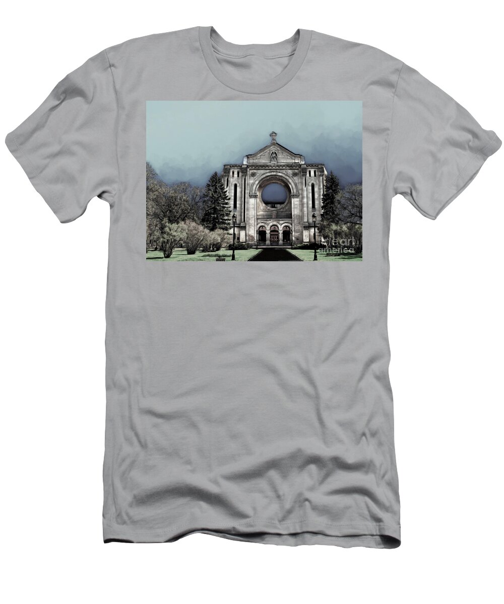Basilica T-Shirt featuring the digital art Painted Basilica 2 by Teresa Zieba