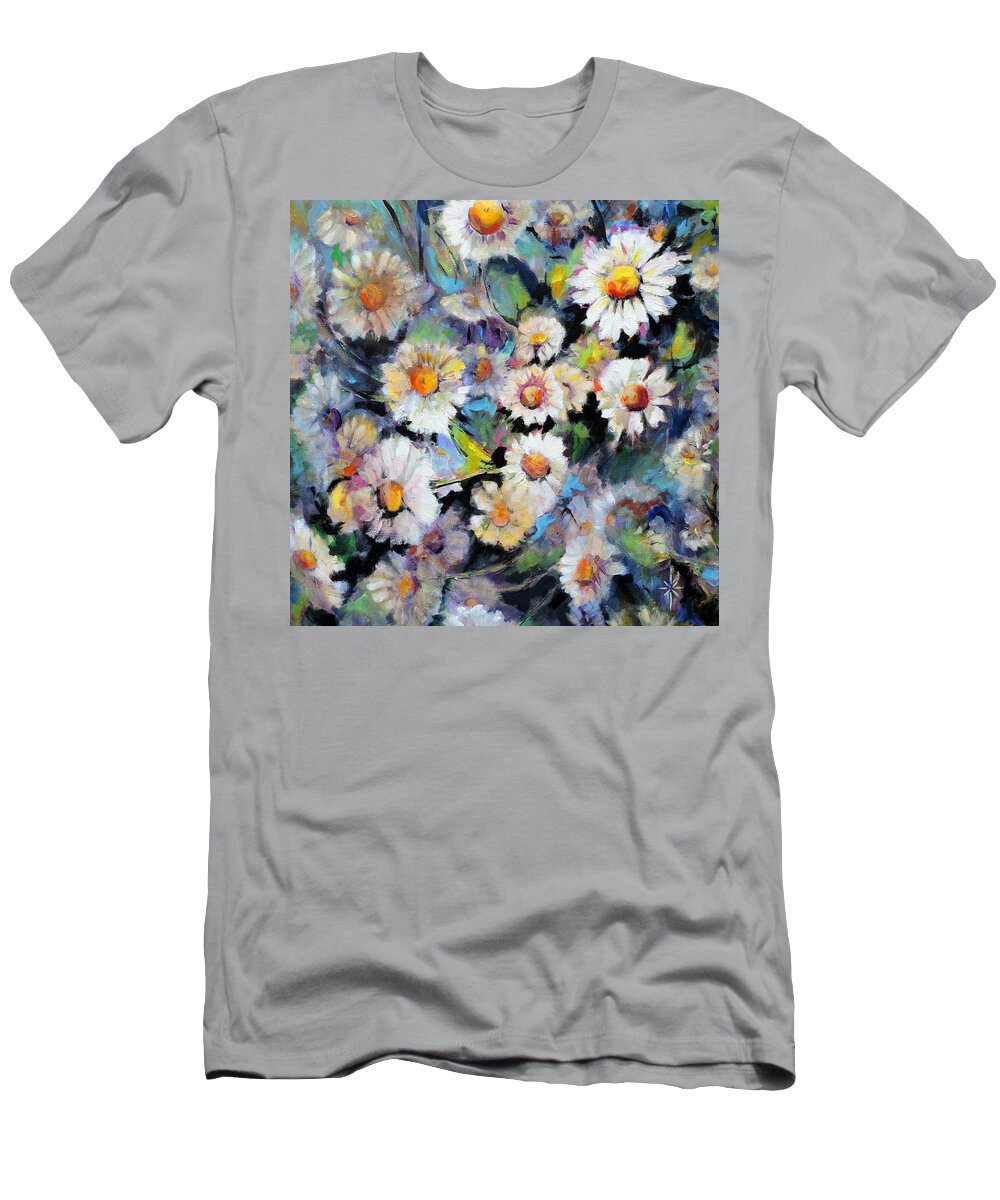 Floral T-Shirt featuring the painting Painted Daisy by Jodie Marie Anne Richardson Traugott     aka jm-ART