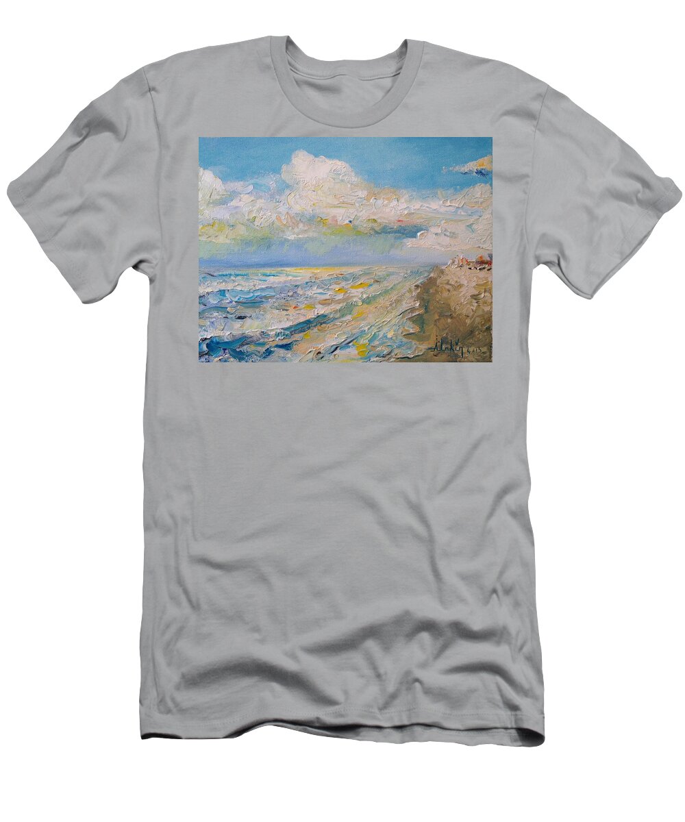 Seascape T-Shirt featuring the painting Panama City Beach by Alan Lakin