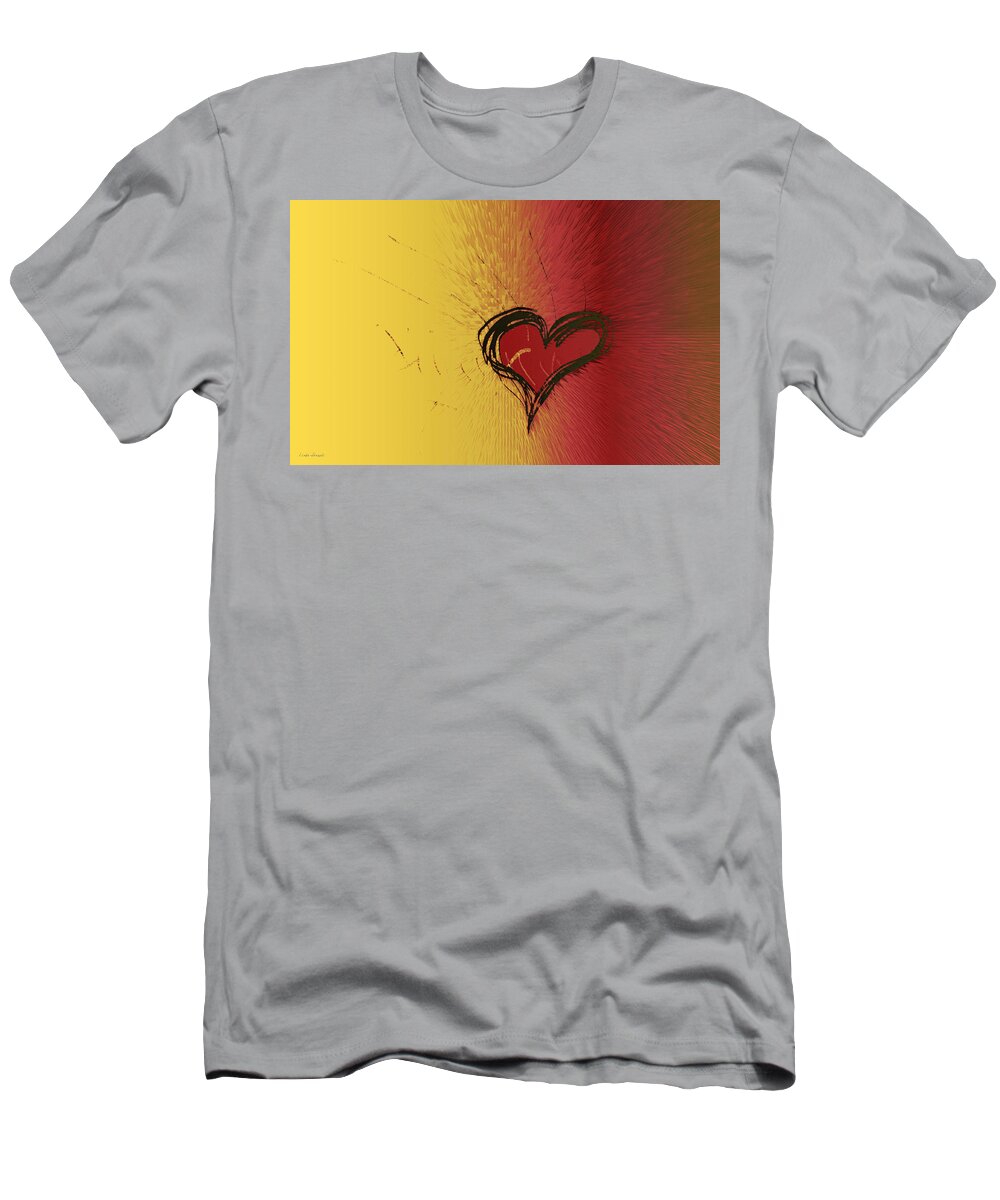 Passion Heart T-Shirt featuring the digital art Passion Heart by Linda Sannuti