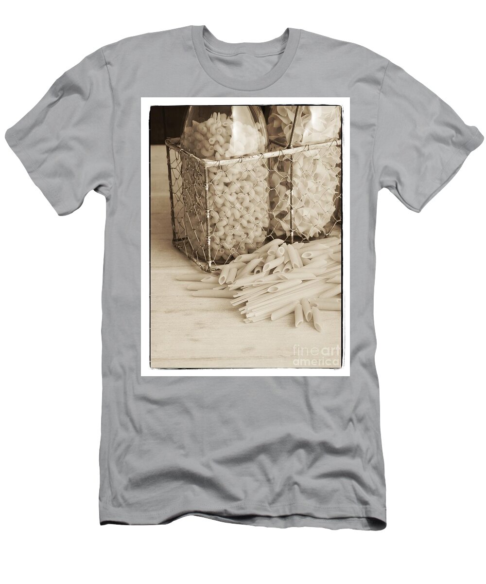 Basket T-Shirt featuring the photograph Pasta Sepia Toned by Edward Fielding