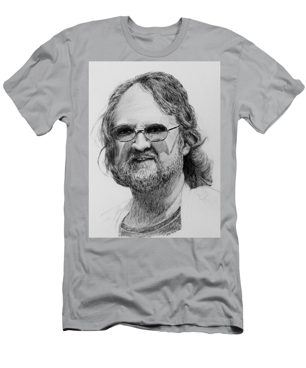 Portrait T-Shirt featuring the drawing Paul Rebmann by Daniel Reed