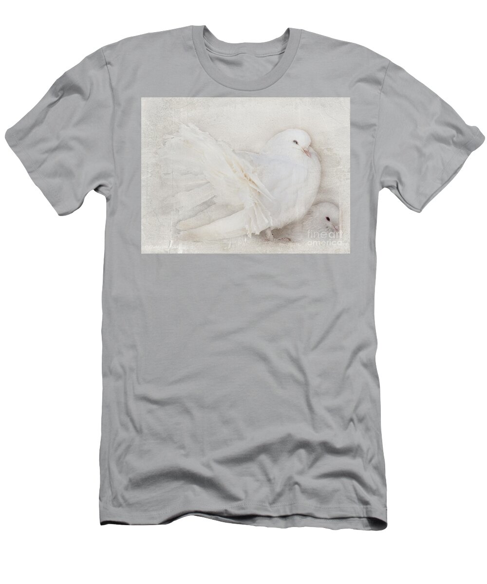 Dove T-Shirt featuring the photograph Peaceful Existence White on White by Barbara McMahon