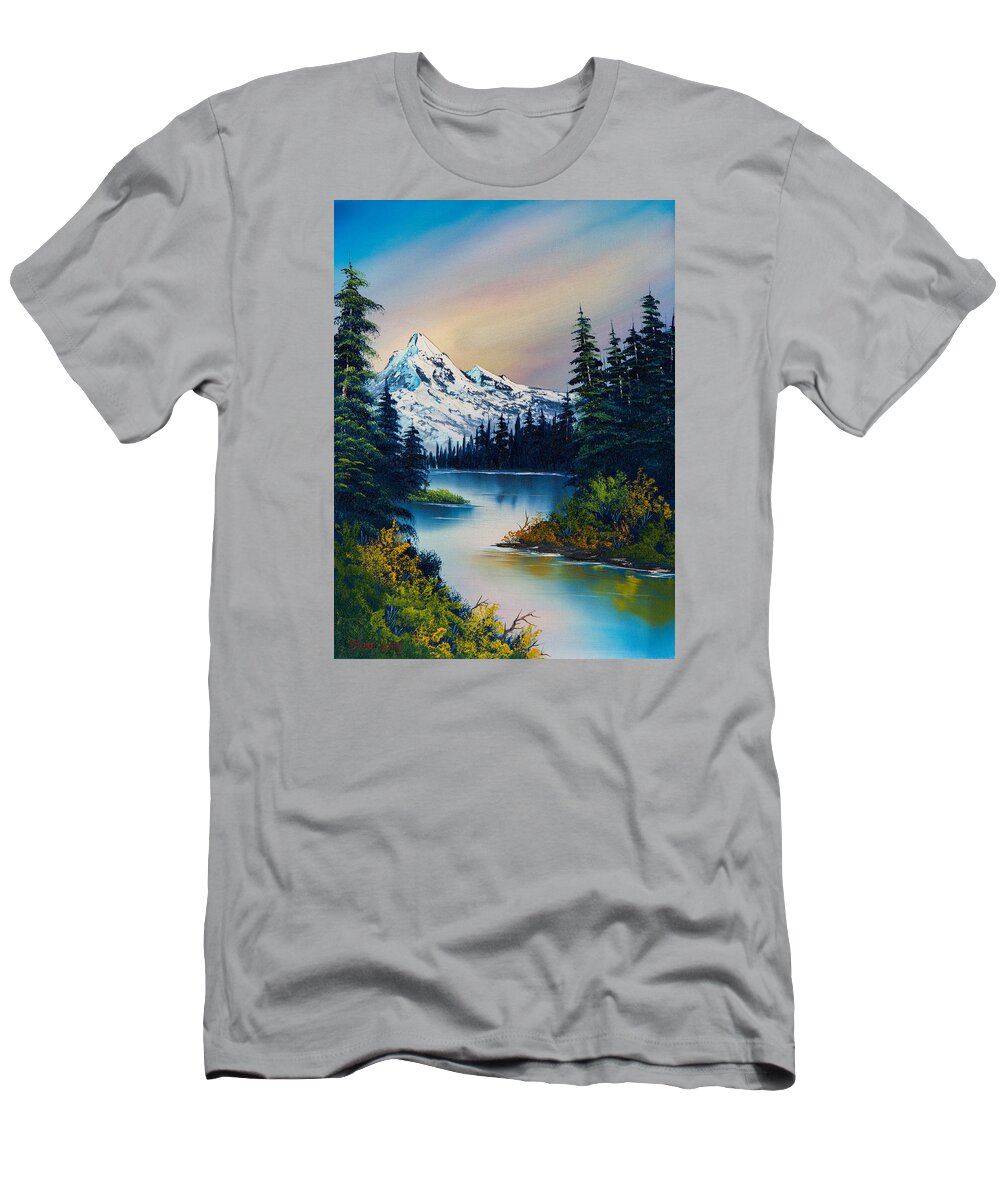 Landscape T-Shirt featuring the painting Tranquil Reflections by Chris Steele