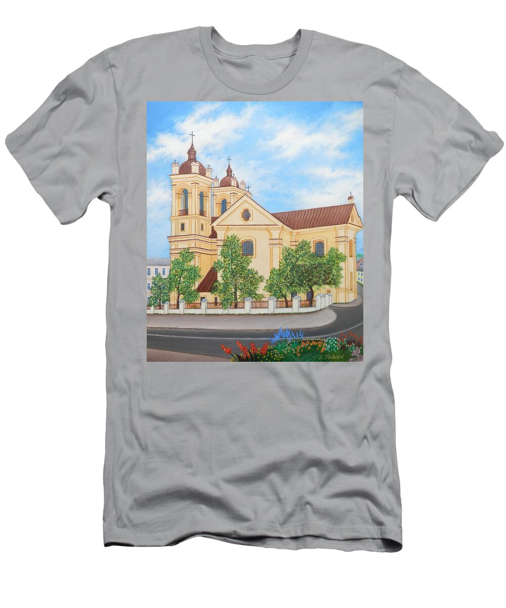 Summer T-Shirt featuring the painting Peaceful Summer Morning by Loreta Mickiene