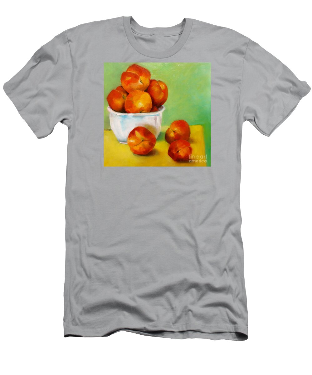 Peaches T-Shirt featuring the painting Peachy Keen by Michelle Abrams