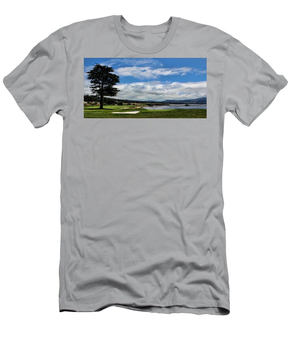 Pebble Beach T-Shirt featuring the photograph Pebble Beach - The 18th Hole by Judy Vincent