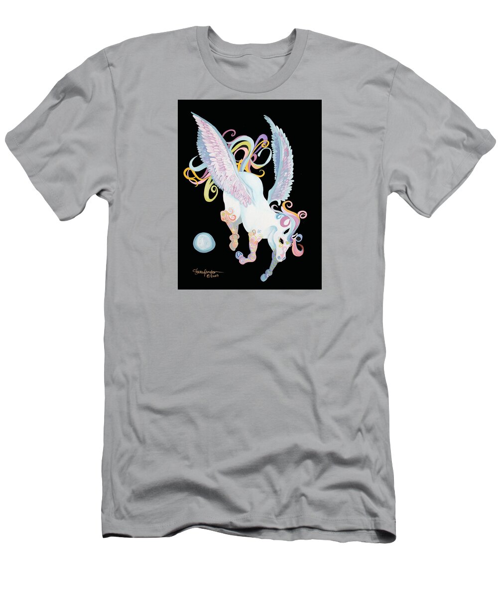 Pegasus T-Shirt featuring the mixed media Pegasus by Shelley Overton