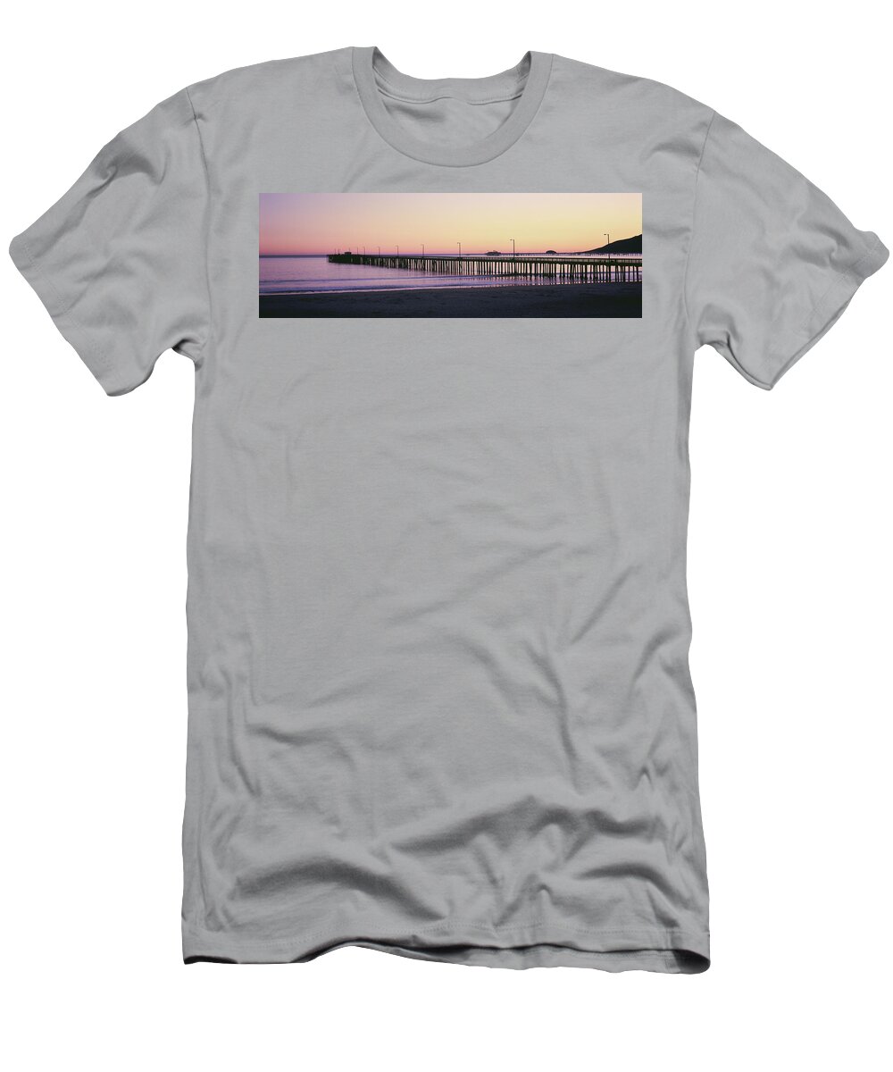 Photography T-Shirt featuring the photograph Pier At Sunset, Avila Beach Pier, San by Panoramic Images