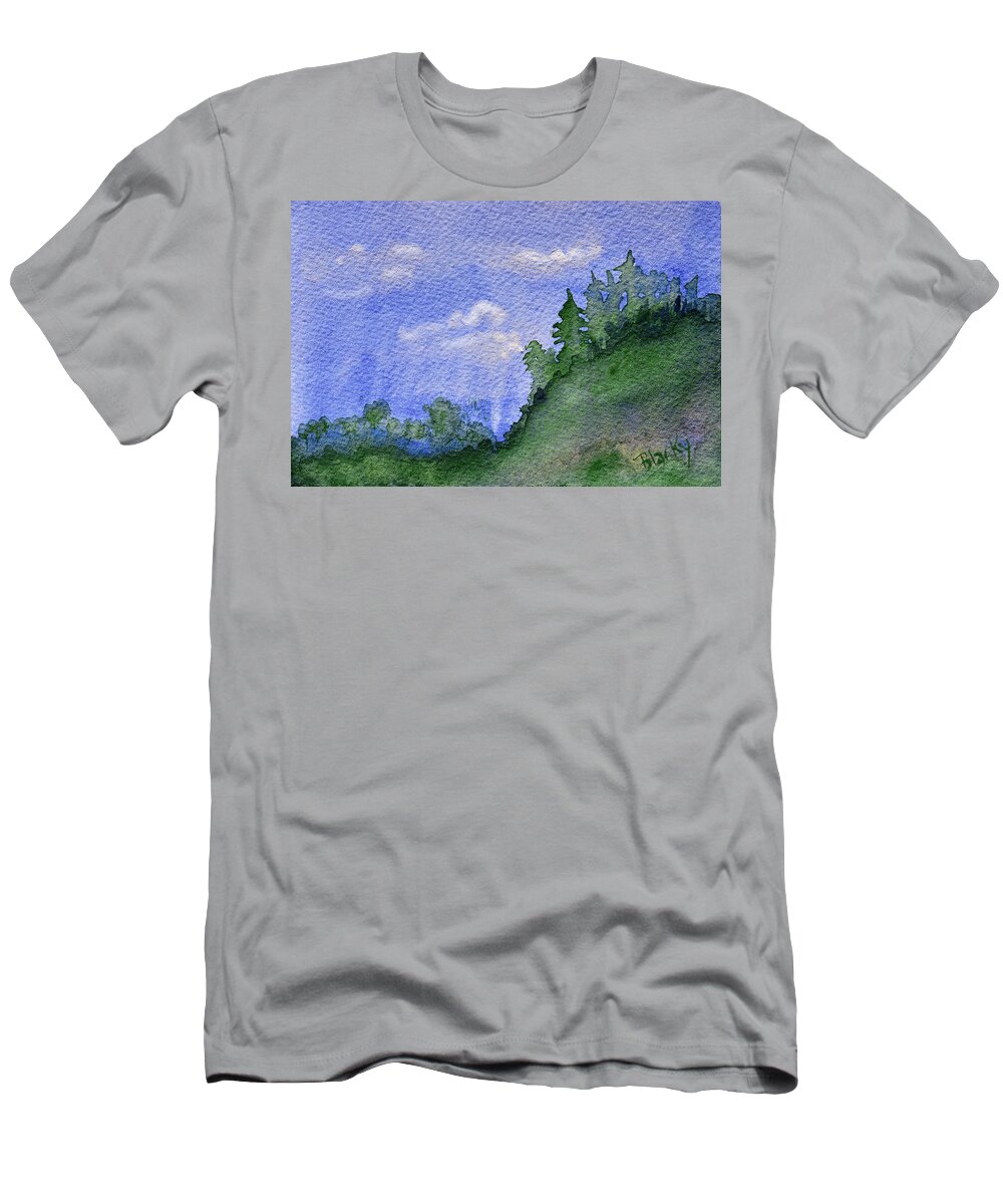 Pine Tree T-Shirt featuring the painting Pine Tree Hill by Donna Blackhall