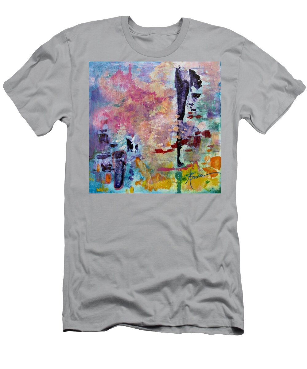 Abstract And Non-representational T-Shirt featuring the painting Pink Cloud by Adele Bower