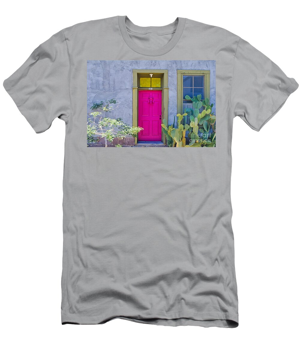 Doorway T-Shirt featuring the photograph Pink Door by Richard and Ellen Thane