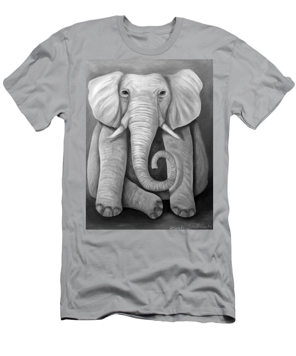 Elephant T-Shirt featuring the painting Pink Elephant edit 4 by Leah Saulnier The Painting Maniac
