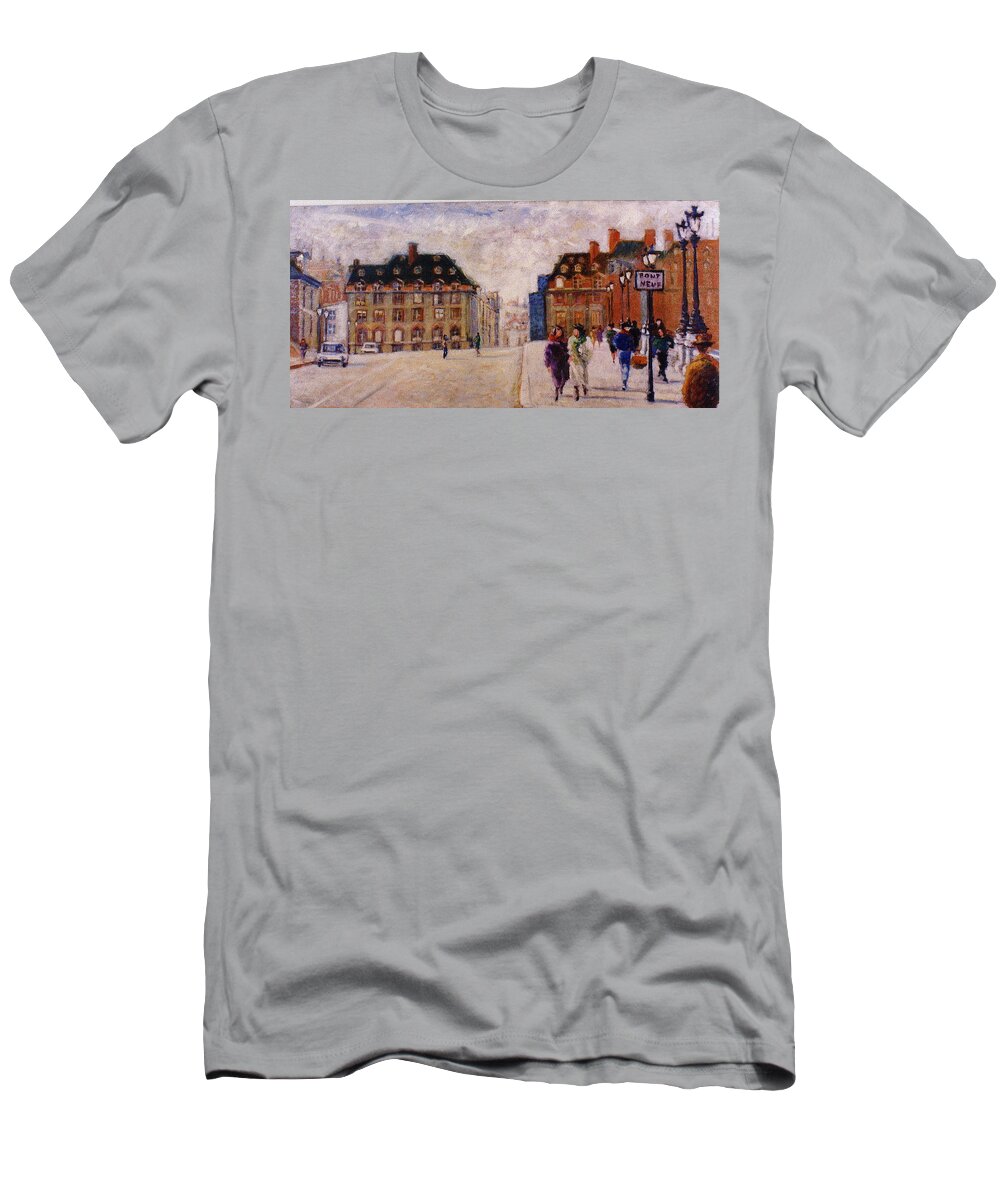 Paris T-Shirt featuring the painting Pont Neuf by Walter Casaravilla