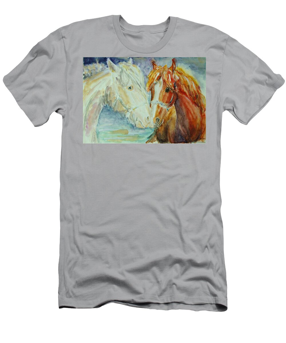Horse T-Shirt featuring the painting Pony Friendship For Life by Barbara Pommerenke