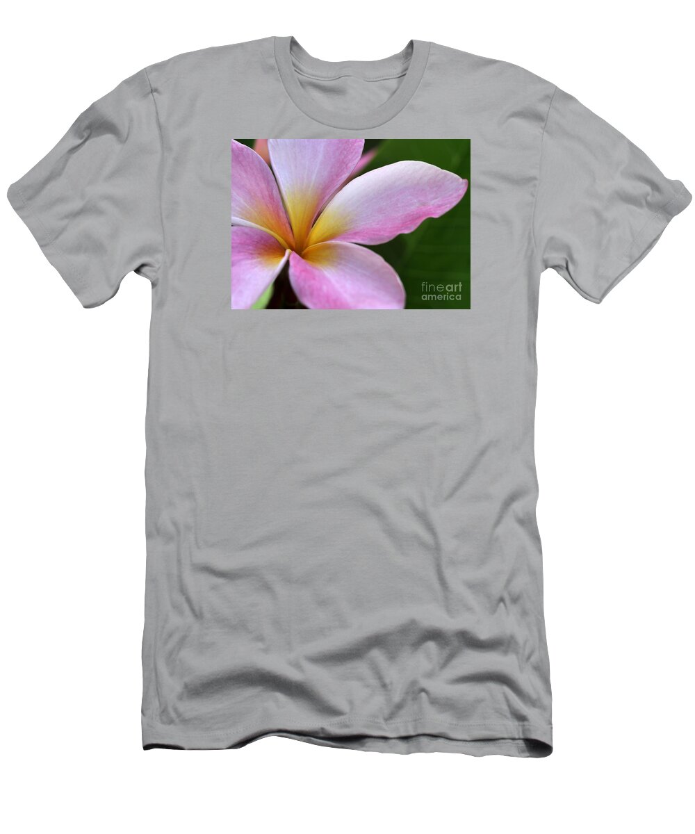 Macro T-Shirt featuring the photograph Pop of Pink Plumeria by Sabrina L Ryan