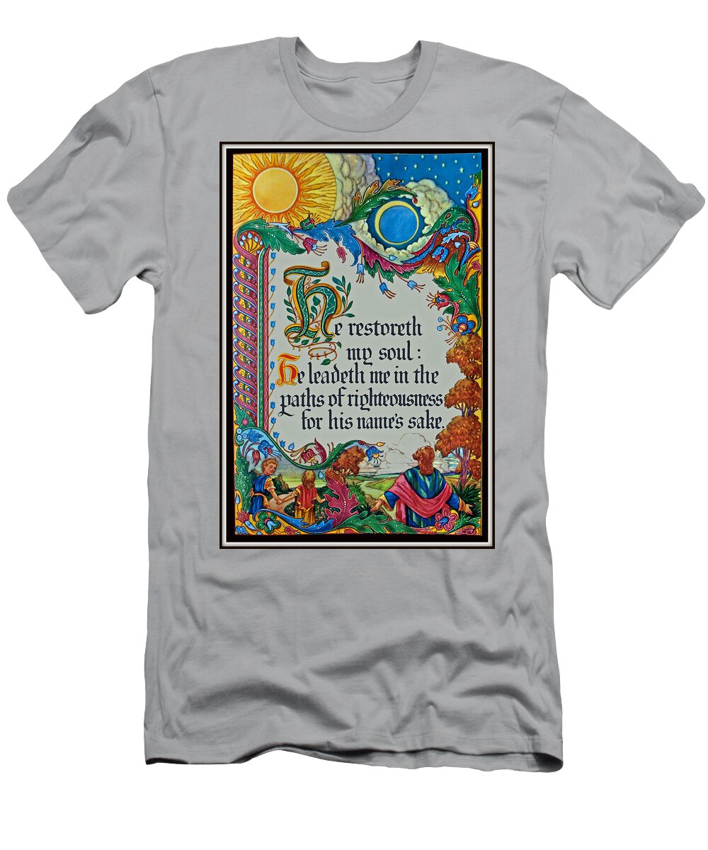 Verses T-Shirt featuring the photograph Psalms 23-3 by Tikvah's Hope