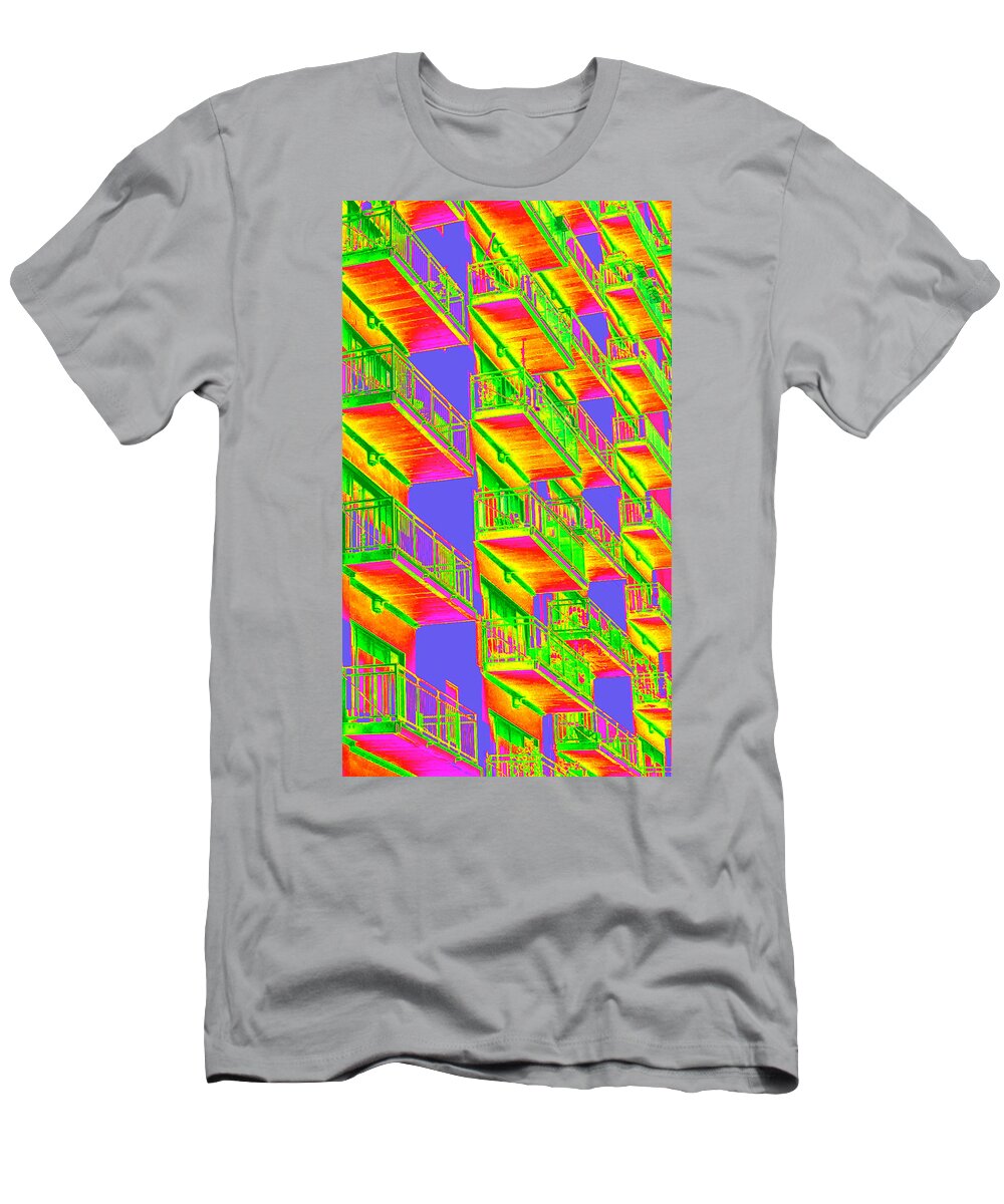 Abstract T-Shirt featuring the photograph Psycho Balconies by Donna Spadola