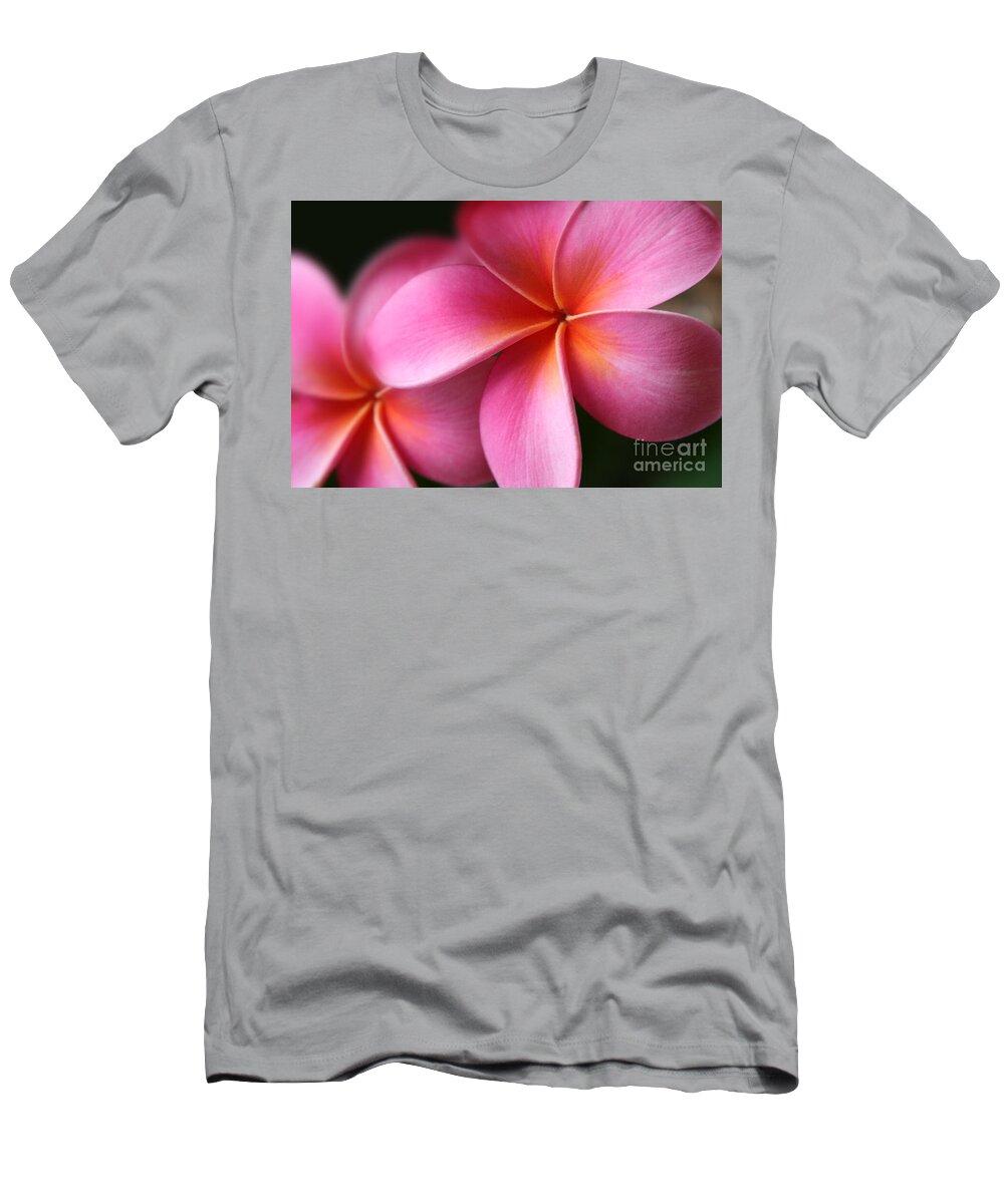 Pink Tropical Plumeria T-Shirt featuring the photograph Pua Lei Aloha Cherished Blossom Pink Tropical Plumeria Hina Ma Lai Lena O Hawaii by Sharon Mau