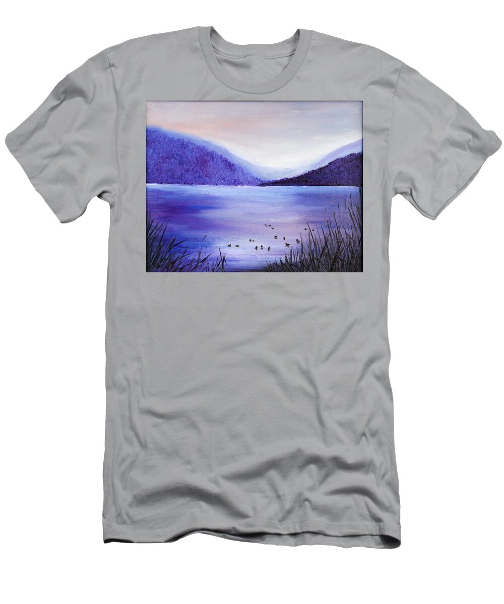 Montain T-Shirt featuring the painting Purple Magic by Petra Stephens