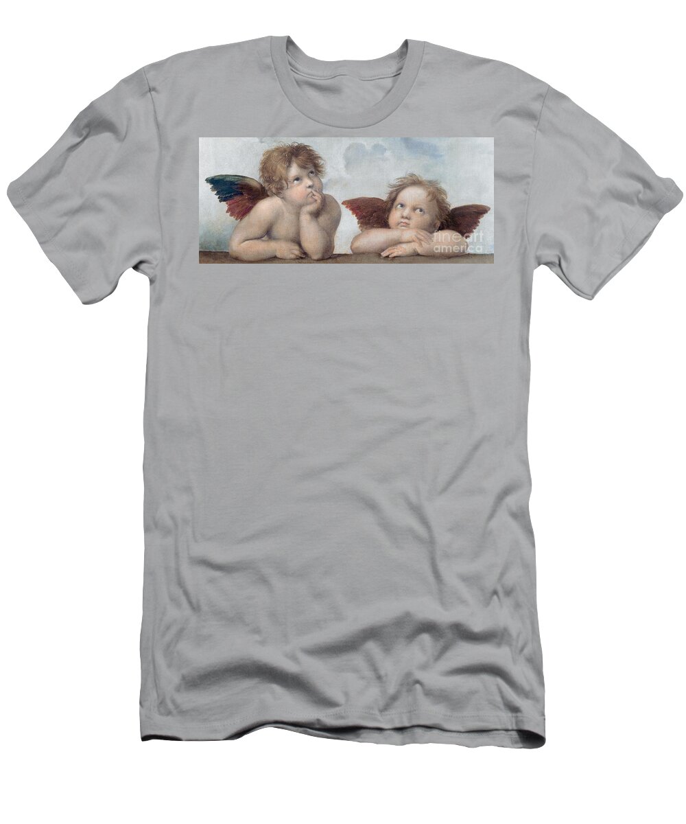 Putto T-Shirt featuring the painting Putti detail from The Sistine Madonna by Raphael