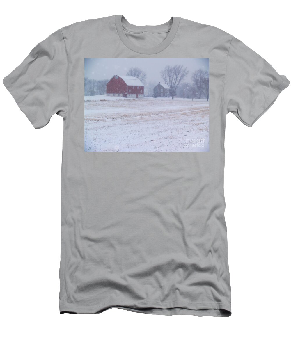 Farm T-Shirt featuring the photograph Quakertown Farm on Snowy Day by Anna Lisa Yoder