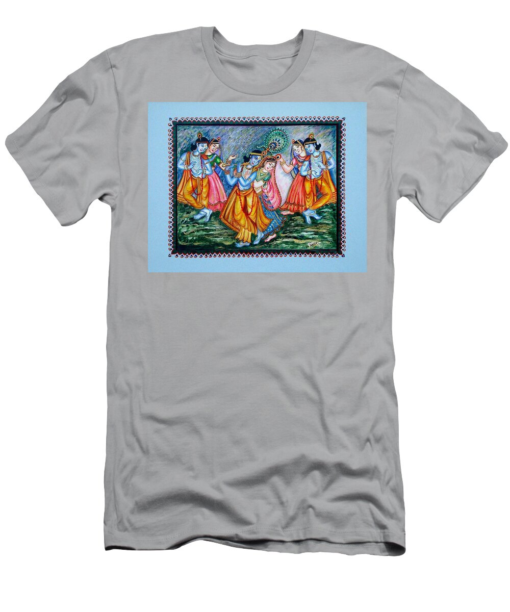 Hindu T-Shirt featuring the painting Ras Leela by Harsh Malik