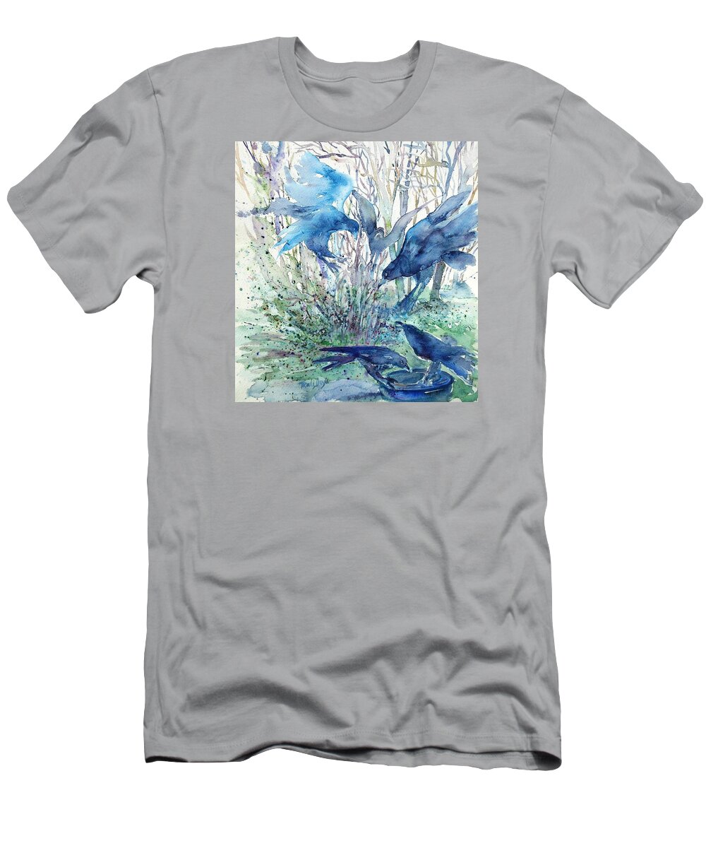 Birds T-Shirt featuring the painting Ravens Wood by Trudi Doyle