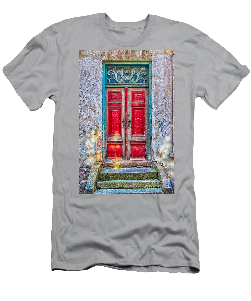 Red T-Shirt featuring the photograph Red Door Green Frame by Antony McAulay