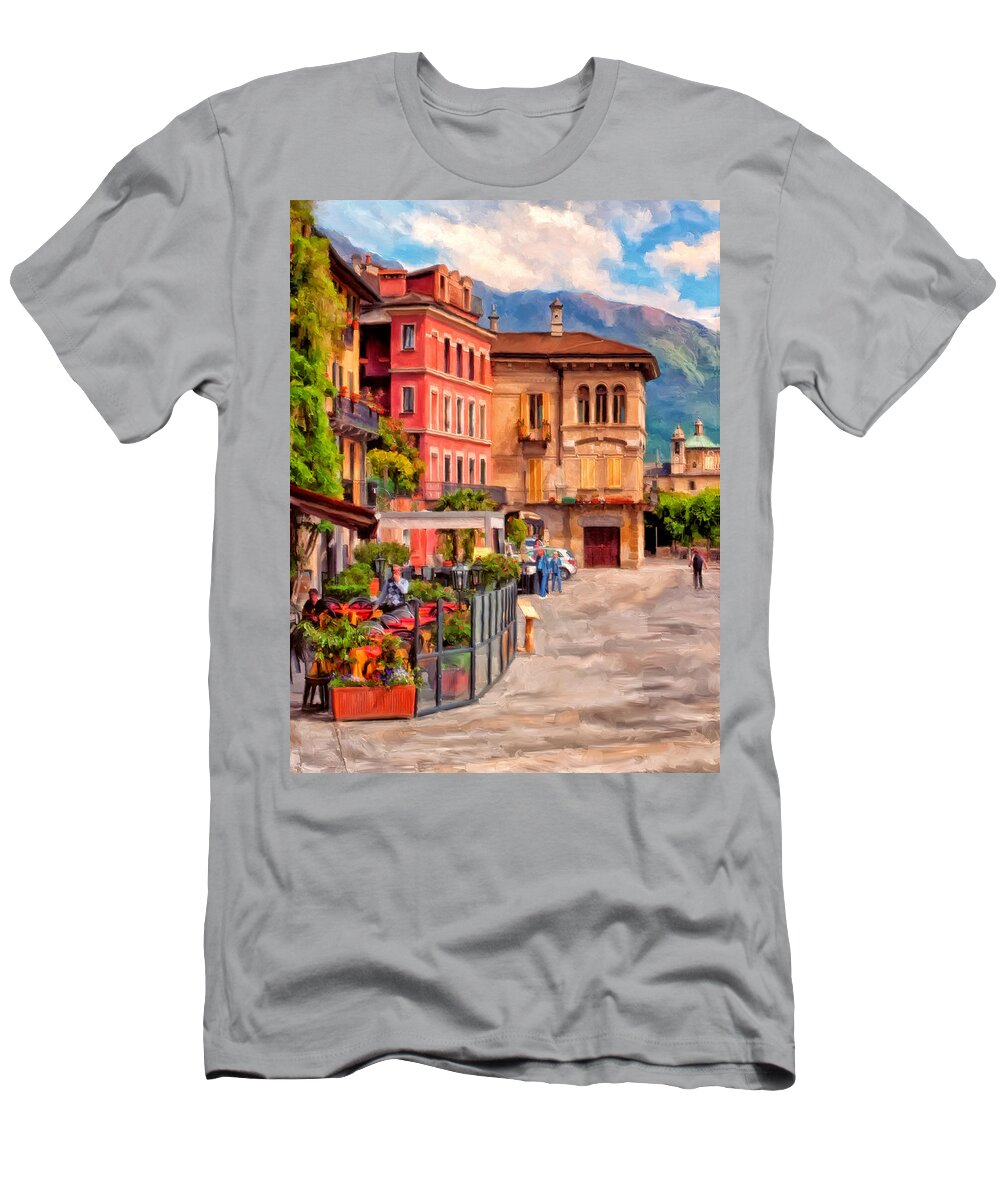 Northern Italy T-Shirt featuring the painting Relaxing In Baveno by Michael Pickett