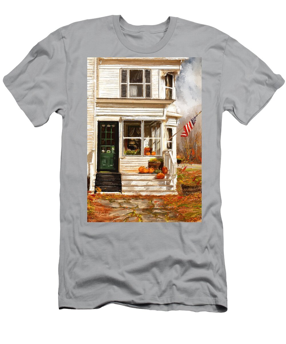 Porches T-Shirt featuring the painting Remembering When- Porches Art by Lourry Legarde