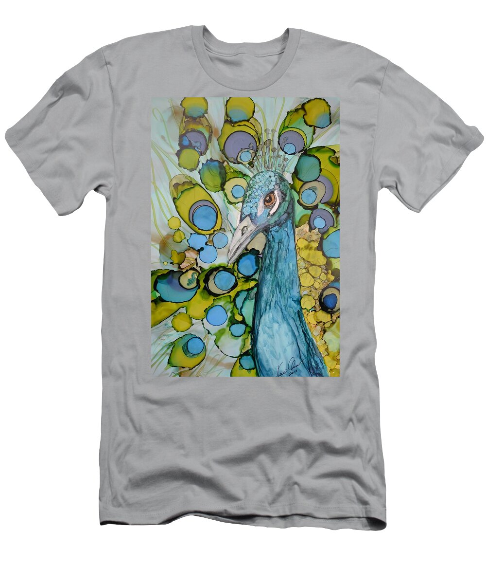 Peacock T-Shirt featuring the painting Renewal by Kellie Chasse