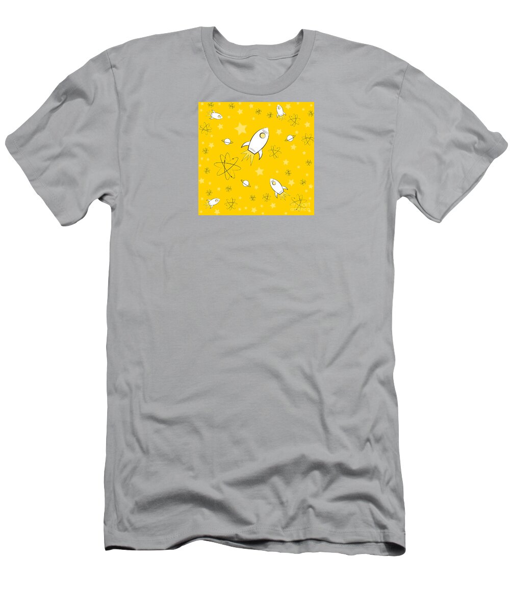 Rocket T-Shirt featuring the painting Rocket Science Yellow by Amy Kirkpatrick