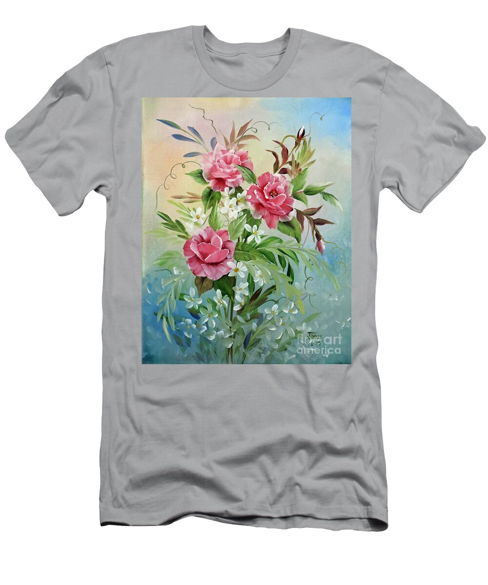 Rose Painting T-Shirt featuring the painting Roses and Daisies by Jimmie Bartlett
