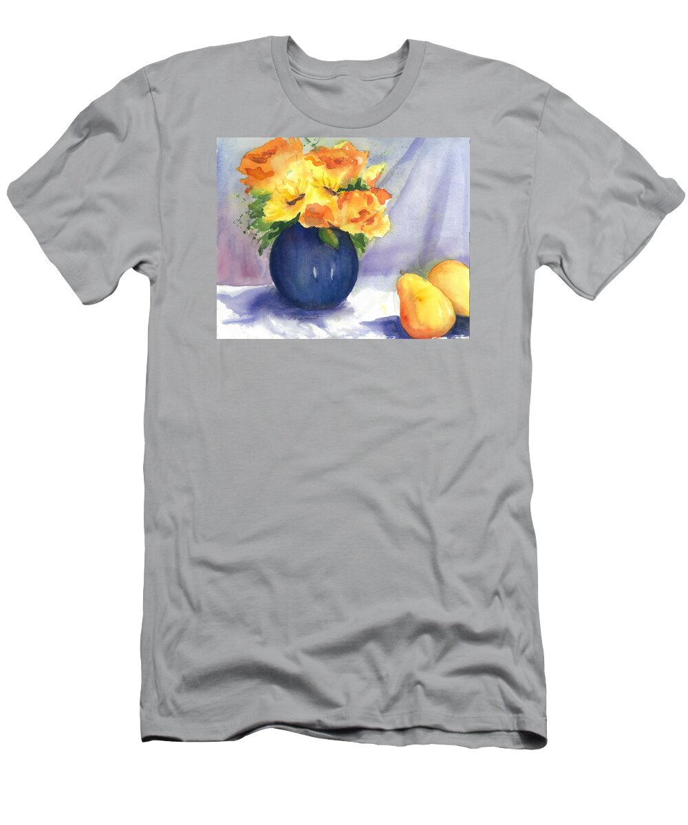 Sunflowers And Roses T-Shirt featuring the painting Roses and Sunflowers by Maria Hunt