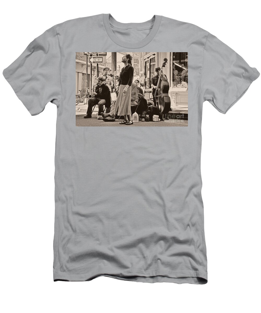 Music T-Shirt featuring the photograph Royal Street Singer and Musicians by Kathleen K Parker