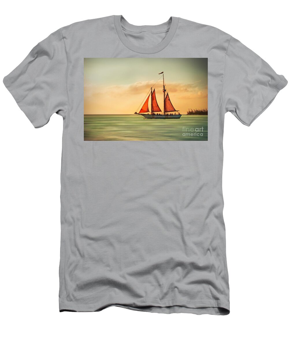 Sailing T-Shirt featuring the photograph Sailing Into The Sun by Hannes Cmarits
