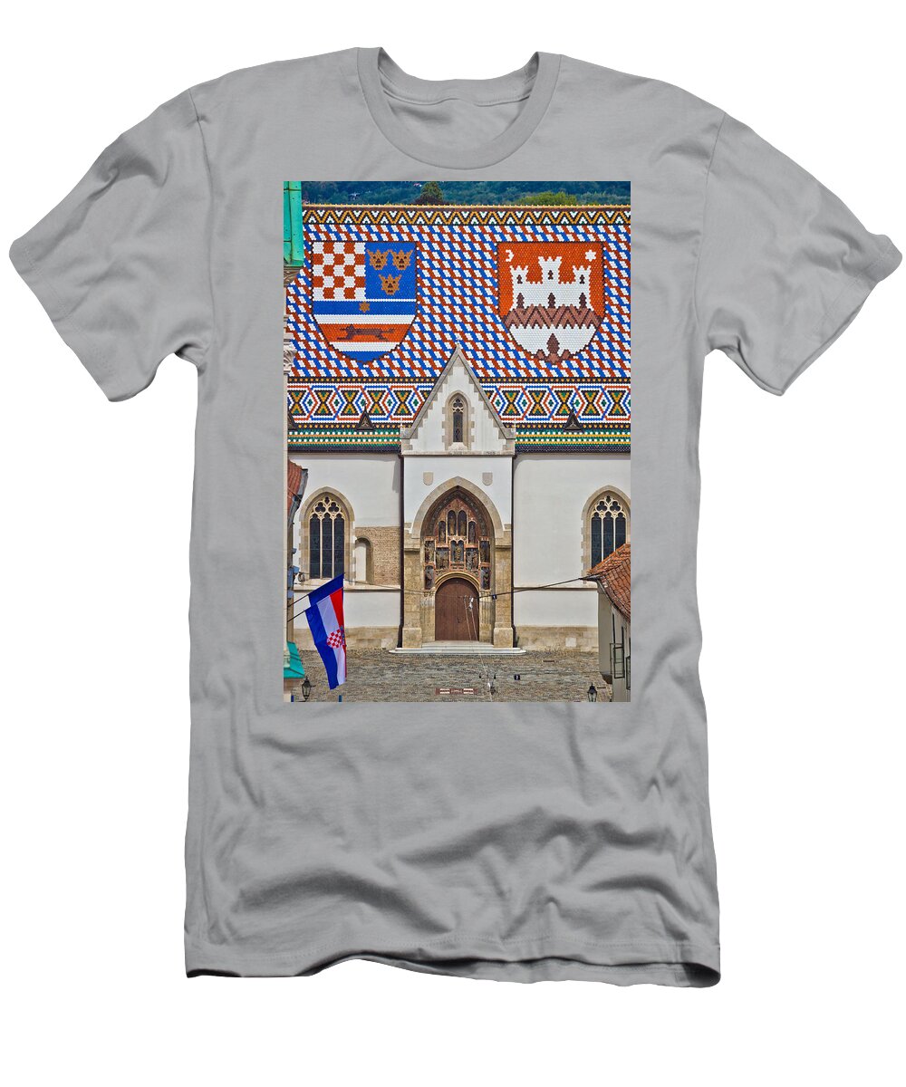 Croatia T-Shirt featuring the photograph Saint Mark church facade vertical view by Brch Photography