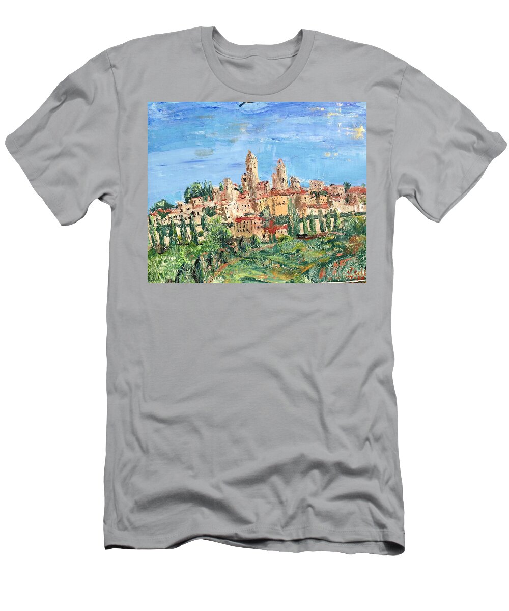 Landscape T-Shirt featuring the painting San Gemignano from Casa Poggio by Julene Franki