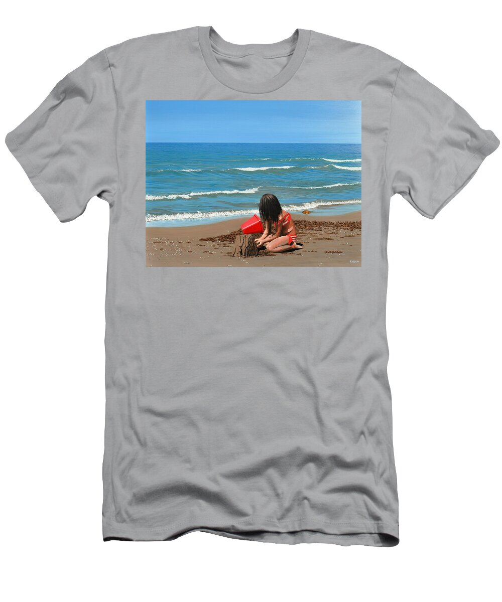 Beach T-Shirt featuring the painting Sand Castles by Kenneth M Kirsch