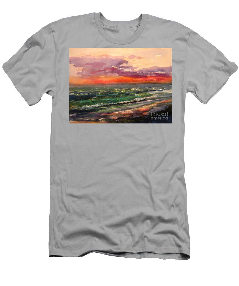 Original Watercolor T-Shirt featuring the painting Sanibel Sunset by Julianne Felton
