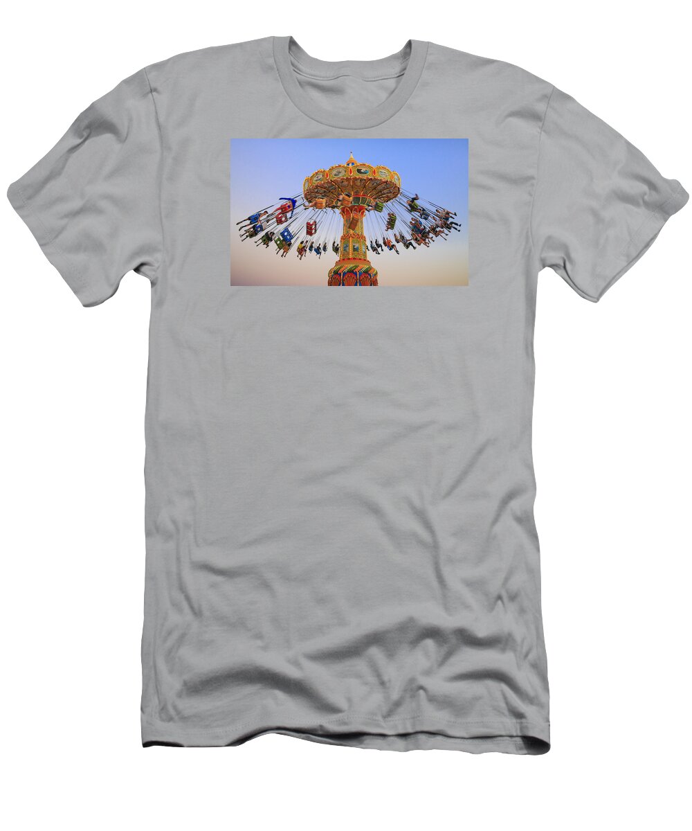 Carnival T-Shirt featuring the photograph Santa Cruz SeaSwing at Sunset 8 by Scott Campbell