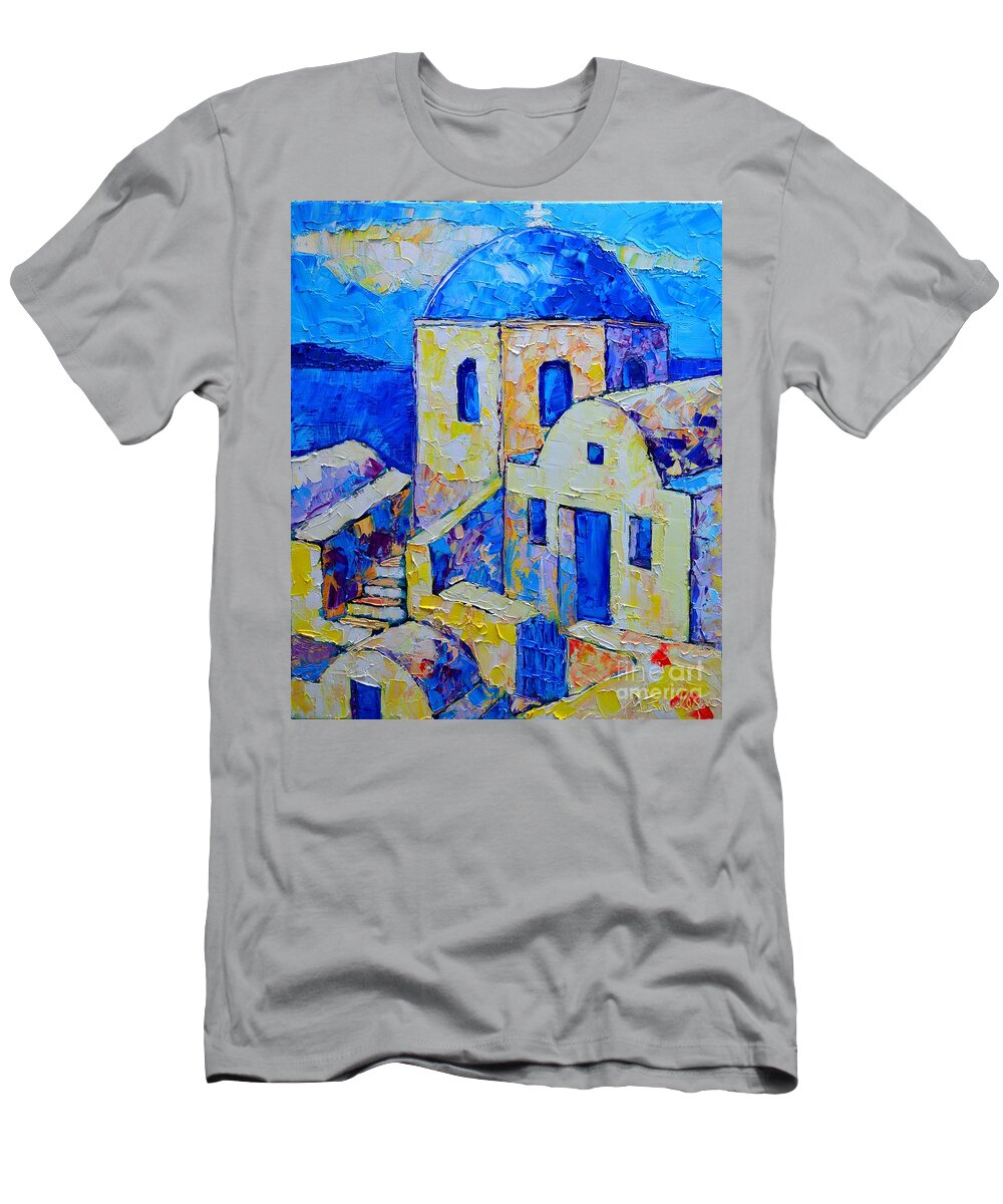  T-Shirt featuring the painting Santorini Afternoon by Ana Maria Edulescu
