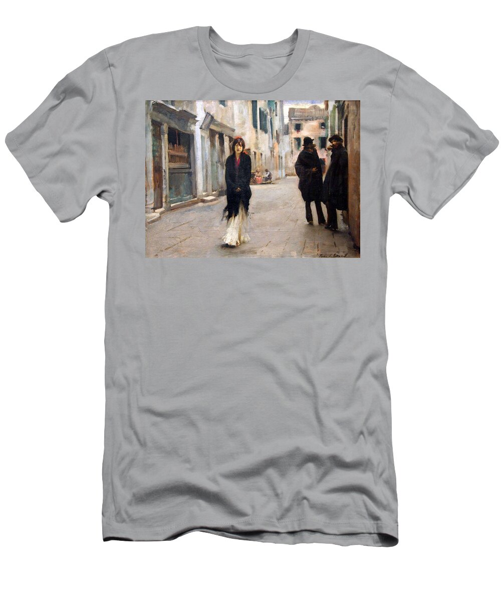 Street In Venice T-Shirt featuring the photograph Sargent's Street In Venice by Cora Wandel